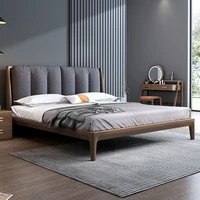 light luxury german all solid wood modern minimalist walnut double bed master bedroom wedding bed soft pack bed dw6118