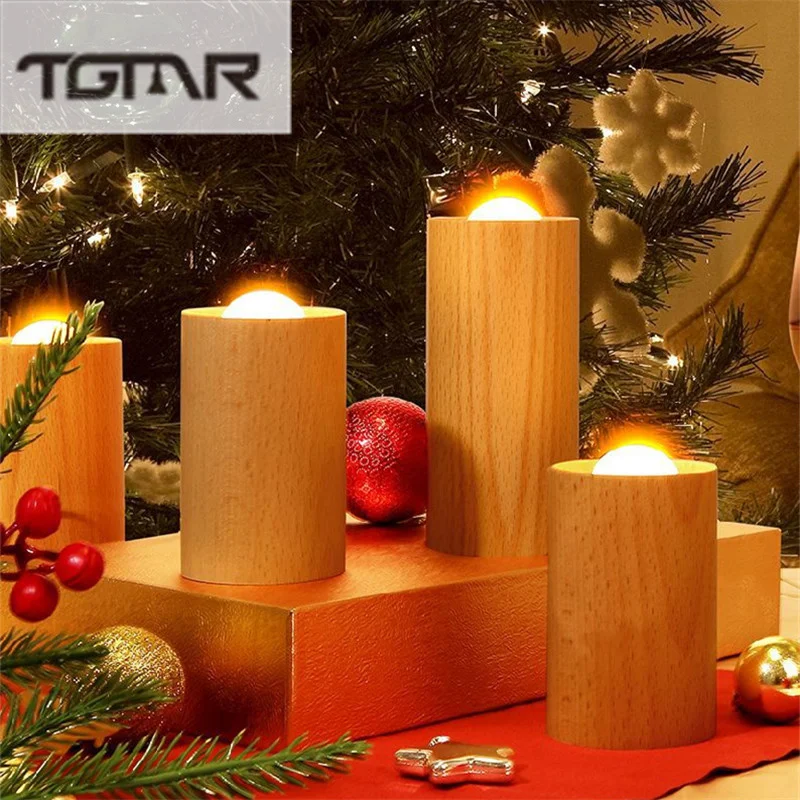 

NEW LED Wood Candle Light USB Charging Air Flow Blow Control Light Home Decoration Accessories Bedside Eye Protection Table Lamp