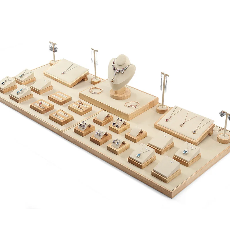 Jewelry Display Props Necklace Jewelry Wood Show Support Ring Bracelet Pendant Jade Show Support Display Display Tray