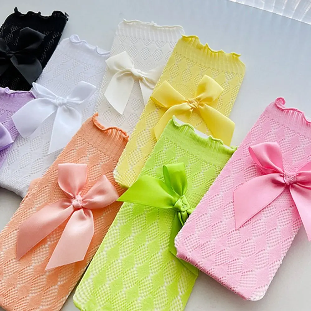 

Soft Spring Preppy Style Solid Color Breathable Cotton Hosiery Korean Style Stocking Pile Sock Girls Calf Socks