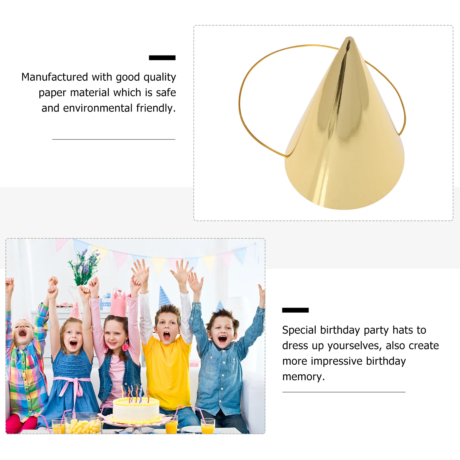 8-шт. Золотая праздничная шляпа детский головной убор на день рождения детские