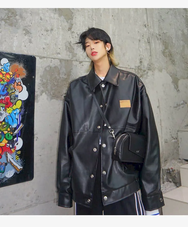 Мужской кожаный мотоциклетный костюм-пиджак Новинка весна-осень 2022 модный