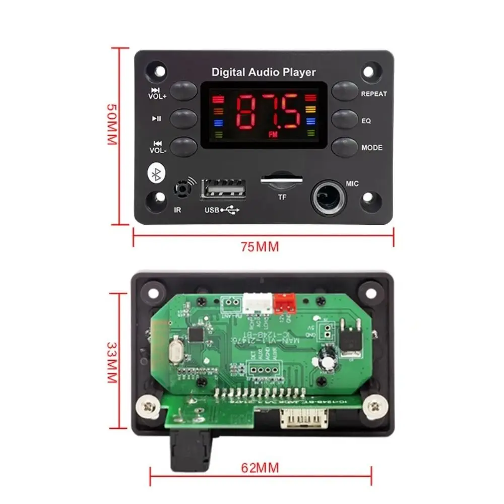 Новый музыкальный плеер MP3 с Bluetooth 5.0, FM-радио, многофункциональный USB-аудиоплеер для автомобиля, 5В постоянного тока (art.: 3920dae58df8b) - 3920dae58df8b
