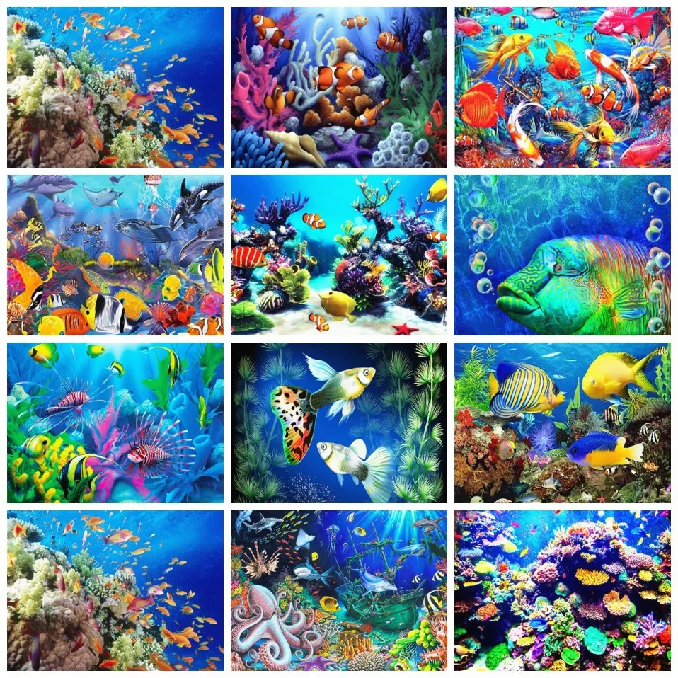 

AZQSD Animal Oil Painting By Numbers Fish Sea Gift Painting By Numbers On Canvas Home Decor Gift Wall Decor Wall Art Crafts
