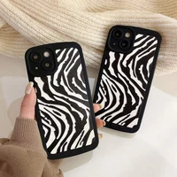 pure color black animal zebra print shockproof tpu soft cases soft phone case cover for iphone 13 11 12 pro max xr xs x 7 8 plus