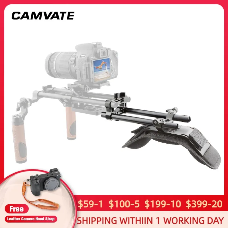 CAMVATE Foam Shoulder Pad with 15mm Dual Rod Clamp &15mm M12-200mm Rod For DLSR Camera /Camcorder Shoulder Rig Support System
