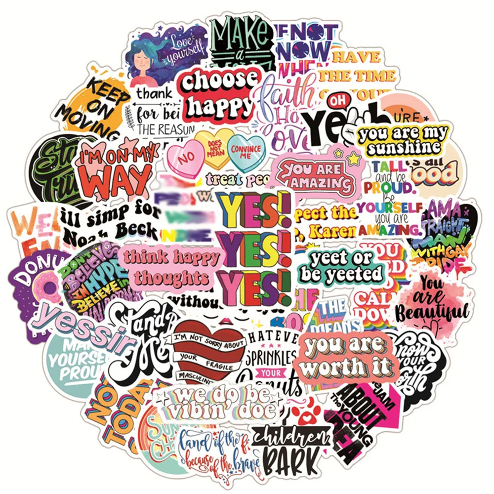

10/30/50 шт. вдохновляющий текст граффити Водонепроницаемая наклейка креативный тренд декоративная наклейка скейтборд водяная чашка шлем оптовая продажа