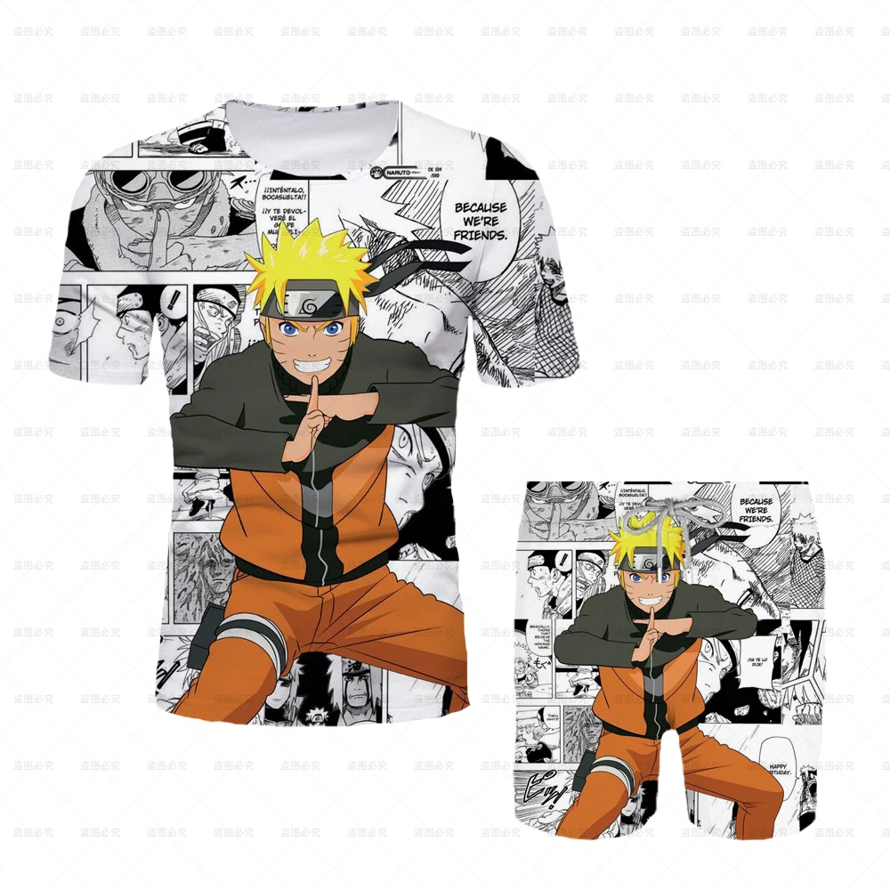 

Naruto Sasuke Clothing Set Casual 3D Printing Summer Sports T-Shirt Shorts Set Anime Manga Boys Girls Fashion T-Shirts Shorts