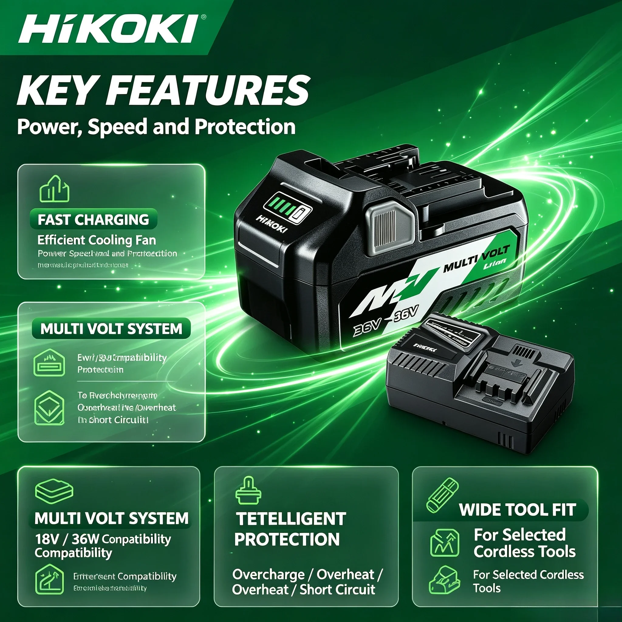Фото Аккумулятор HiKOKI BSL36A18 MultiVolt 18В/36В 5.0Ач/8.0Ач литиевый, совместимый со всеми беспроводными электроинструментами Hitachi, ударопрочный №2