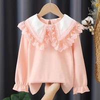 spring autumn baby toddler princess school girls blouse white long sleeve girl shirt cotton kids lace tops children clothes