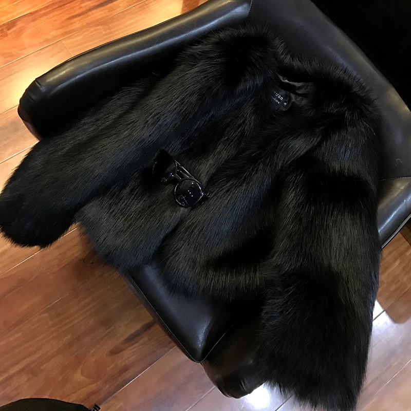 Women's Winter Coat Korean-Style Faux Fox Fur Short Overcoat for Women 2022 Autumn and Winter New Long Sleeve Furry Coats Female