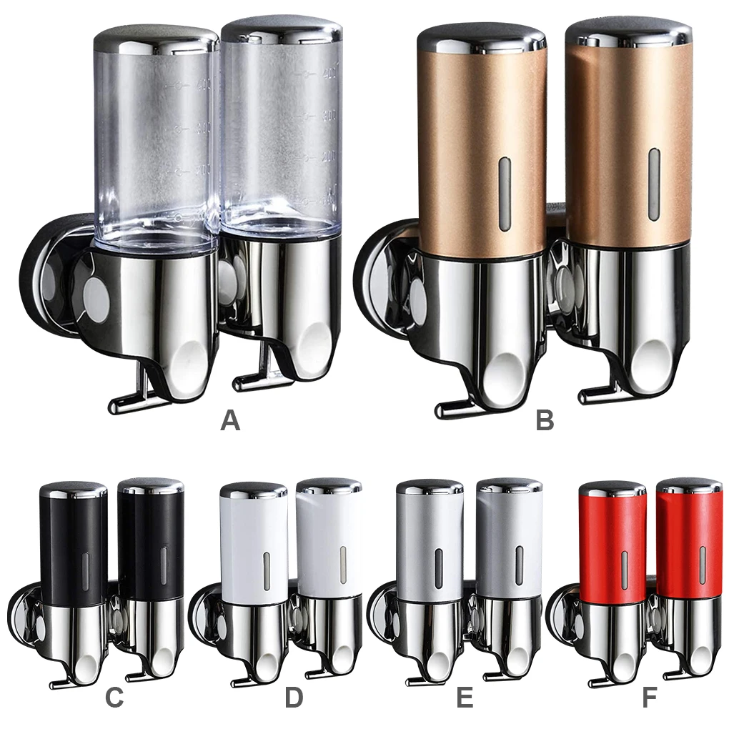 

Stainless Steel Double Shower Soap Dispenser Wall Mount holder Manual Plastic Box Bathroom Shelves for Hotel Transparent