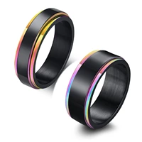 stainless steel 6mm 8mm black color turnable ring mens ring jewelry