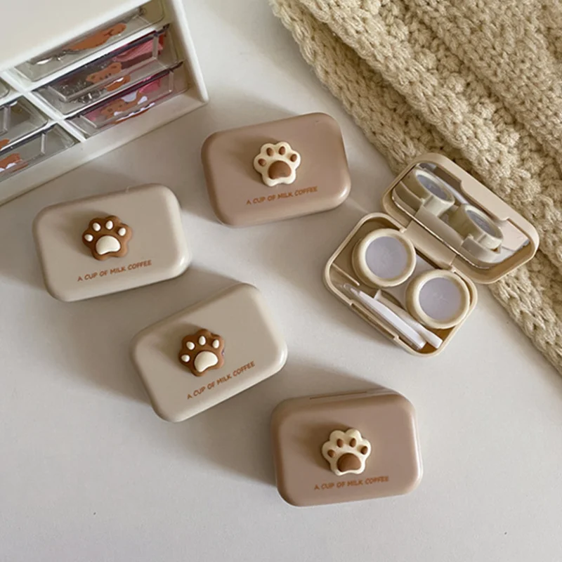 

Contact Lens Care Companion Case with Mirror Cute Solid Color Portable Round Box Cosmetic Contact Lenses Storage Case