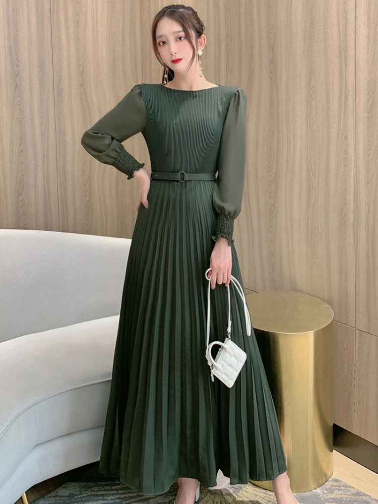 

Elegant Women Spring Autumn Sundress Fashion Long Sleeve Solid Long Shirt Dress Robe Femme Streetwear Long Dresses for Women