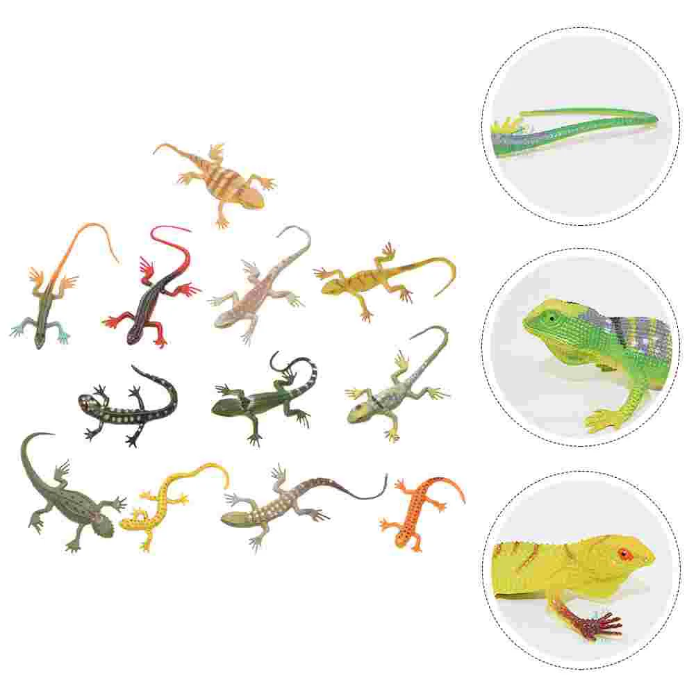 

12 Pcs Animals Toys Artificial Lizard Plastic Simulation Reptiles Gecko Painted Models Halloween Trick Props Child Punaise
