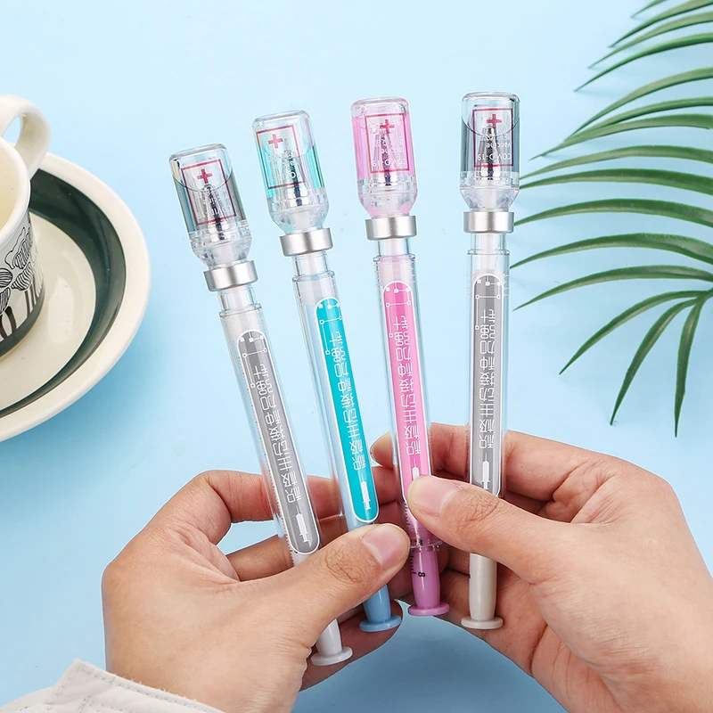 

Creative Syringe Neutral Pen Gel Signature Pen Syringe Shape Black Signature Pen Cute Stationery School Office Supplies