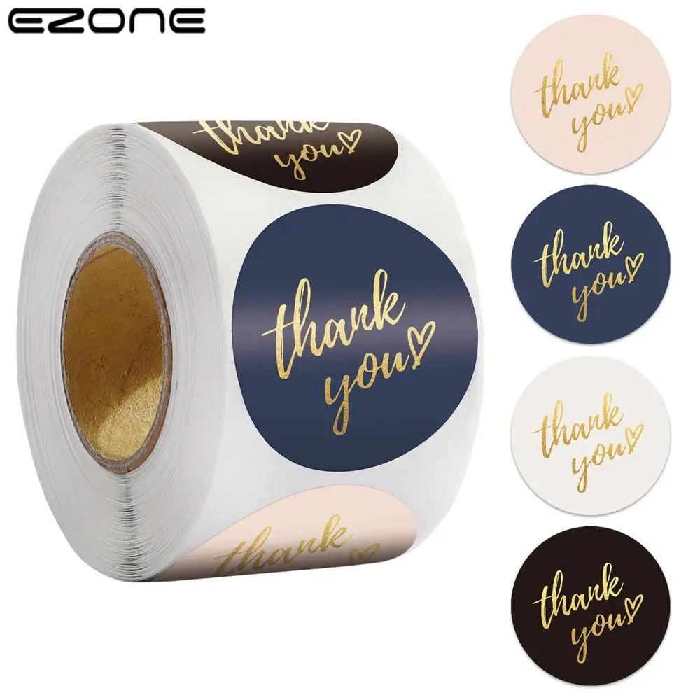 

EZONE 500 шт./рулон, спасибо, наклейка s 1/1, 5 дюймов, горячее тиснение, наклейка для бутиков, упаковочные принадлежности, подарок, офисные принадле...