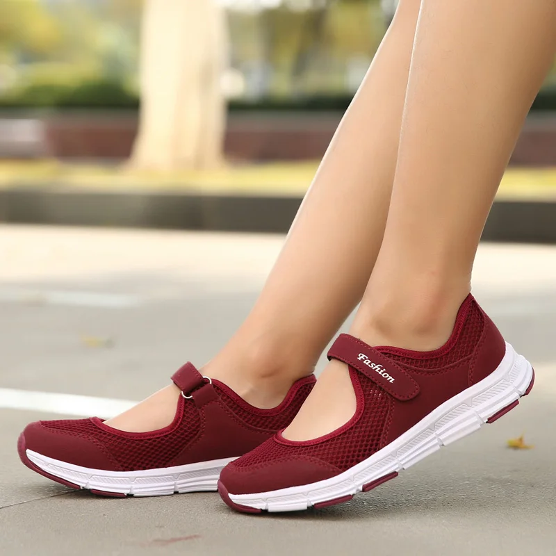 Summer Breathable Women Sneakers Healthy Walking Mary Jane Shoes Sporty Mesh Sport Running Mother Gift Light Flats 35-42 Size