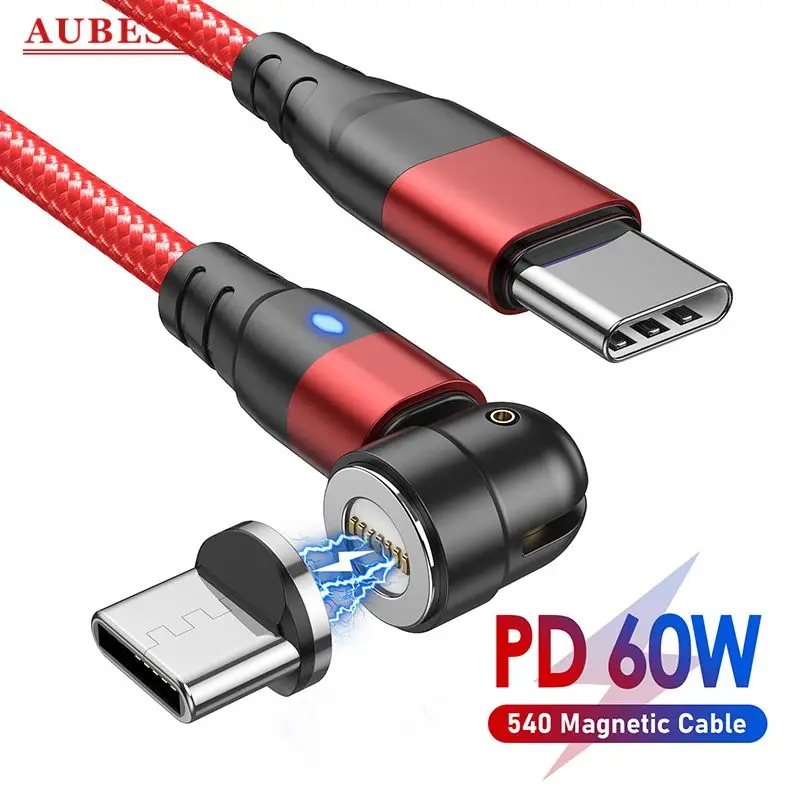 

USLION Magnetic Cell Phone Charging Cable 540 Rotating Magnetic Cable For IPhone Samsung PD60W 3A Charger Cell Phone Accessories