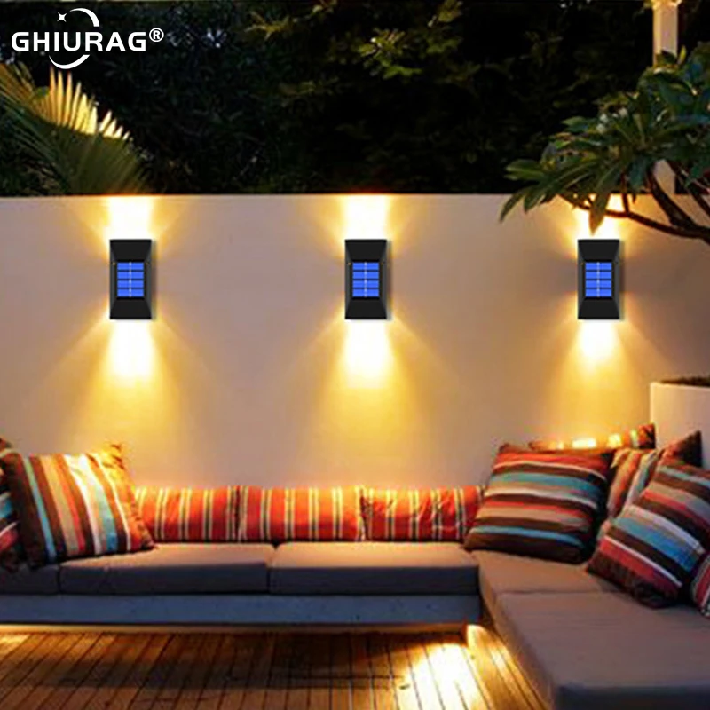 

Solar Wall Lamp LED Light Outdoor Waterproof Garden Lighting Solar Powered Wall Light For Fence Garden Decor Night Solar Lamps