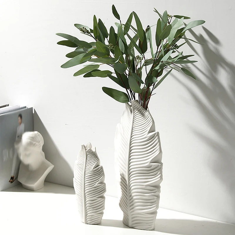 

Leaf-Shaped Ceramic Vase Decoration Nordic Modern Creative Dried Flower Vase Cafe Home Decoration Christmas Gift