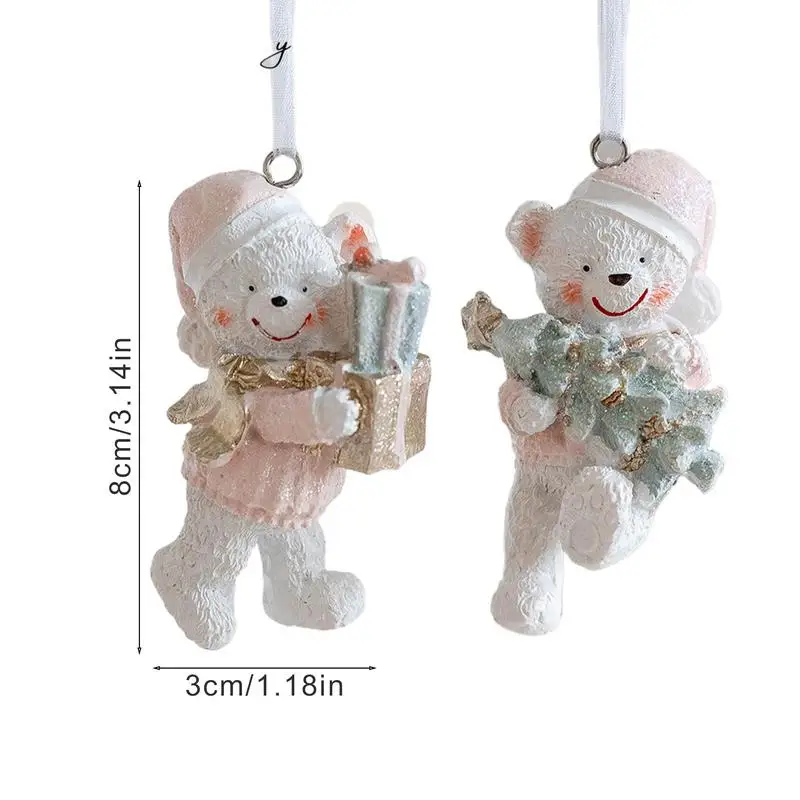 Рождественские украшения с медведем для елки 2X мультяшный медведь из смолы