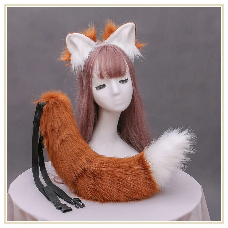 

Lolita Hand Made Fox Wolves Beast Ear Hair Hoop Headwear Hairbands Cat Tails Headband Props Anime Cosplay Costume Christmas