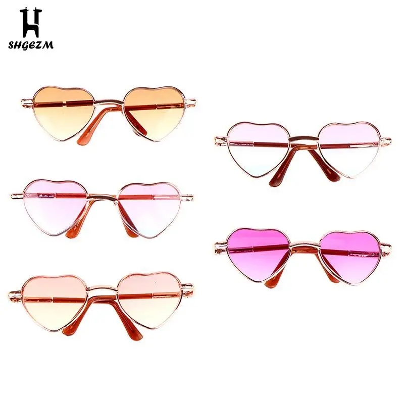 

1PCS 8cm Heart Shaped Glasses Sunglasses For Dolls Decor Accessories Toys Color Gradient Cardioid Glasses