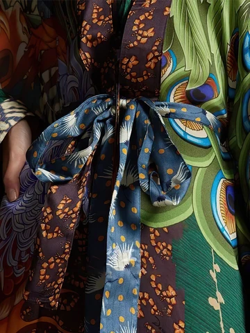 Богемное длинное платье-кимоно с принтом и поясом, туника, винтажная женская летняя одежда, пляжная одежда, накидка для плавания, A997