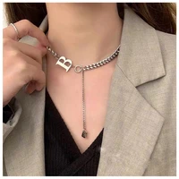 fashion hip hop clavicle chain short necklace for woman man b letter pendant neck chain fashion jewelry cool boys sweater chain