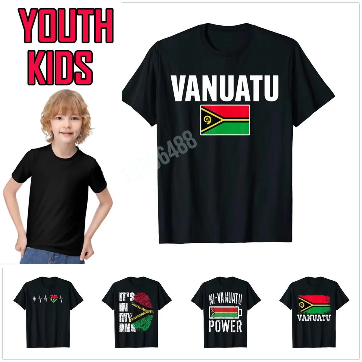 

More Design Youth Kids Vanuatu ni-Vanuatu Tee Flag Souvenir Gift Port Vila T-Shirt For Children T Shirt Tops Cotton Boy Girl Tee