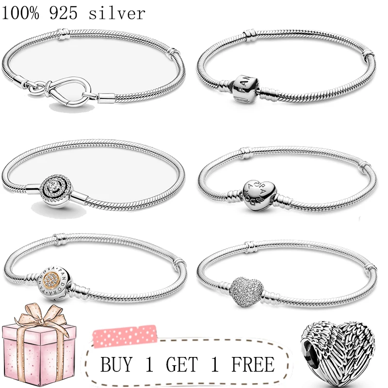 

Hot Sale 100% 925 Sterling Silver Eternal Symbol Rosette Chain Bracelet Fit Original Beads Charms DIY Jewelry Gift For Women
