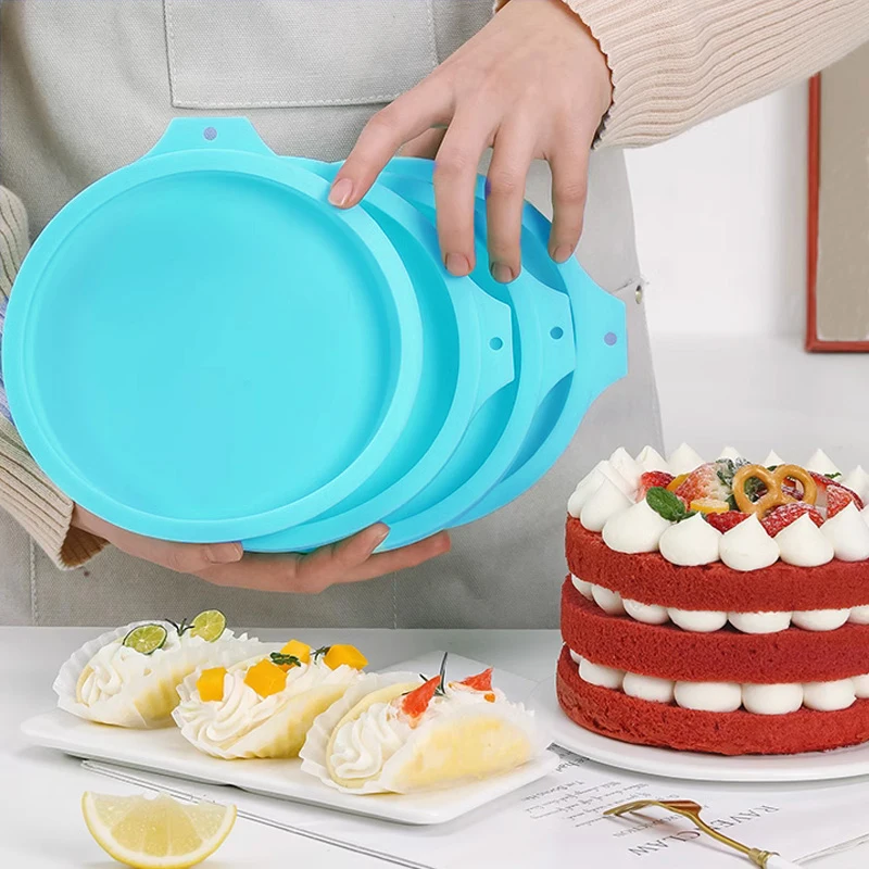 

Silicone Cake Pan 4/6/8inch Round Cake Layer Set Silicone Bakeware Mold for Baking Tools Rainbow Cake and Mousse Silicone Molds