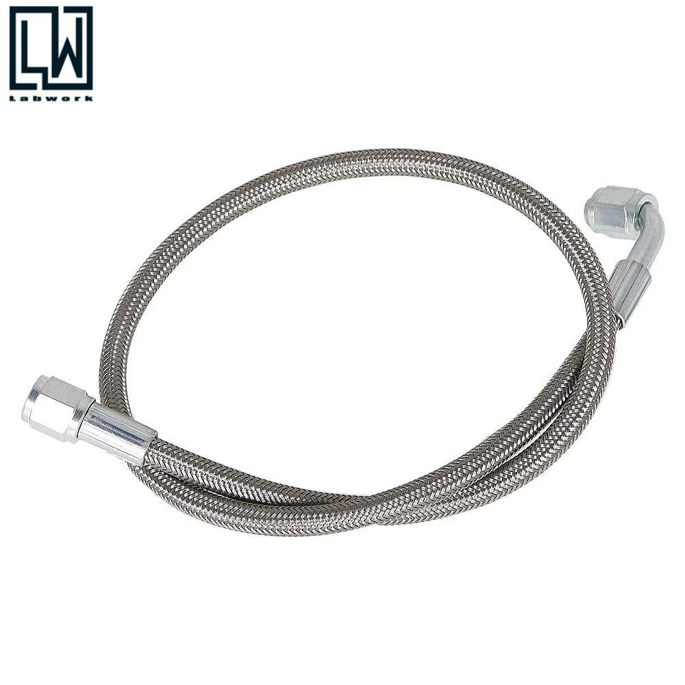 

24" Length Hose Steel Braided Turbo Oil Feed Line -4AN 90 degree straight 551867