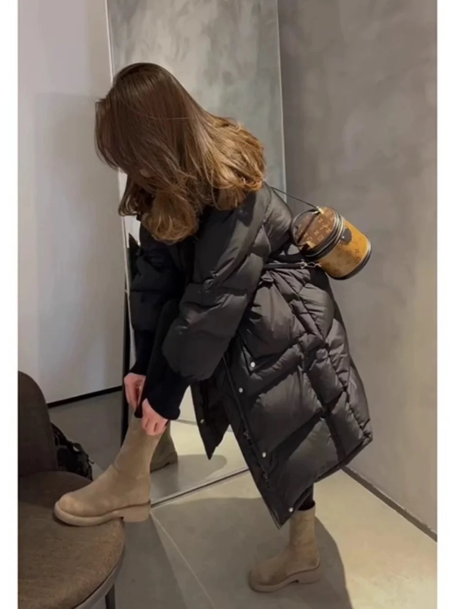 Высококачественный супер красивый пуховик средней длины верхняя одежда женская