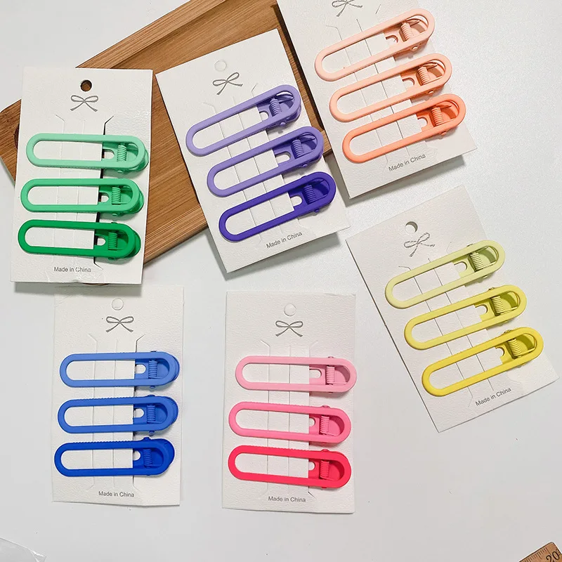 

3pcs Korean Basic Hollowed Out Hair Pin Gradient Candy Color Hair Clips for Children Headwear Girls Kids Hair Accessories