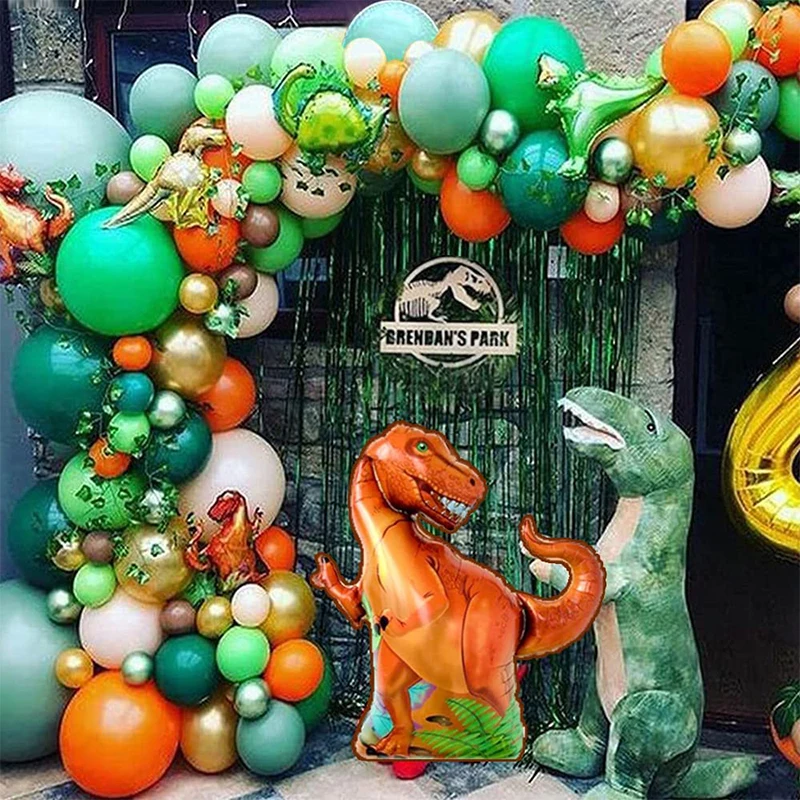 136 шт. Декоративная гирлянда динозавров зеленые хромированные листья из фольги в