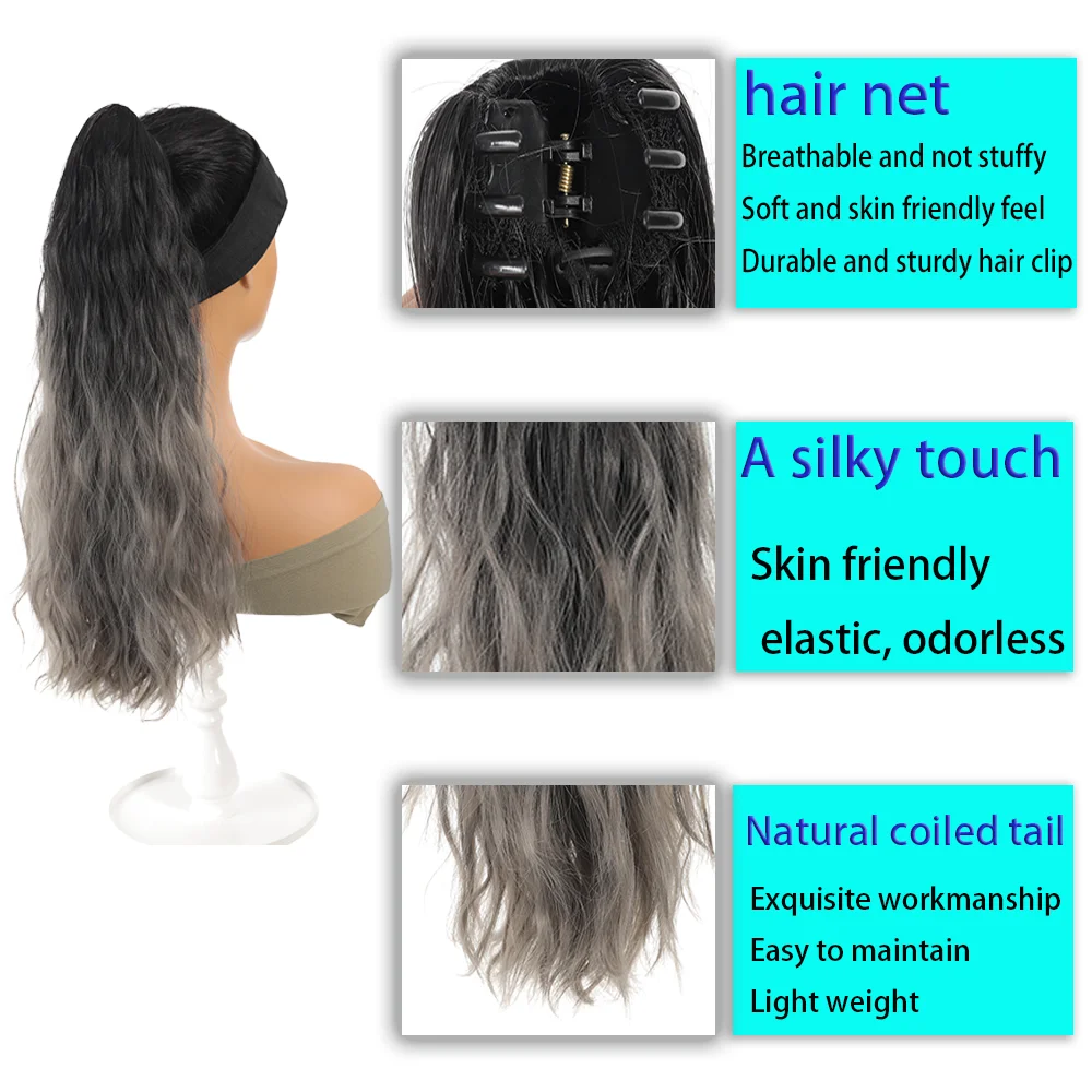 Синтетический женский градиентный цвет черный серый фиолетовый кудрявые