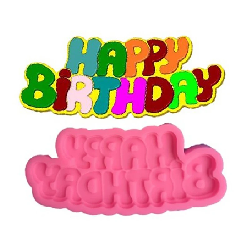 

DIY Happy Birthday Shape Silicone Molds Letter Chocolate Fondant Cake Decorating Tools Sugarcraft Molds Silicone Cake Mold