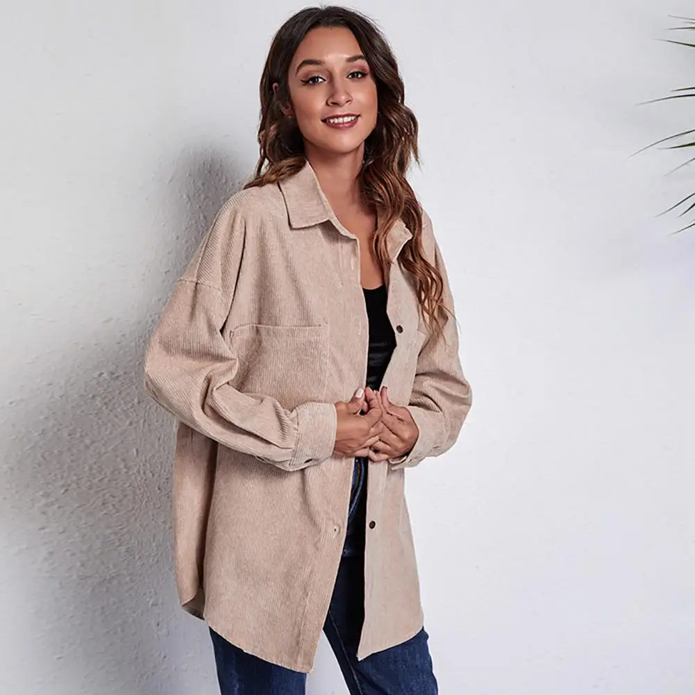 

Spring Blouse Solid Color Spring Shirt Turn-down Collar Lady Spring Coat