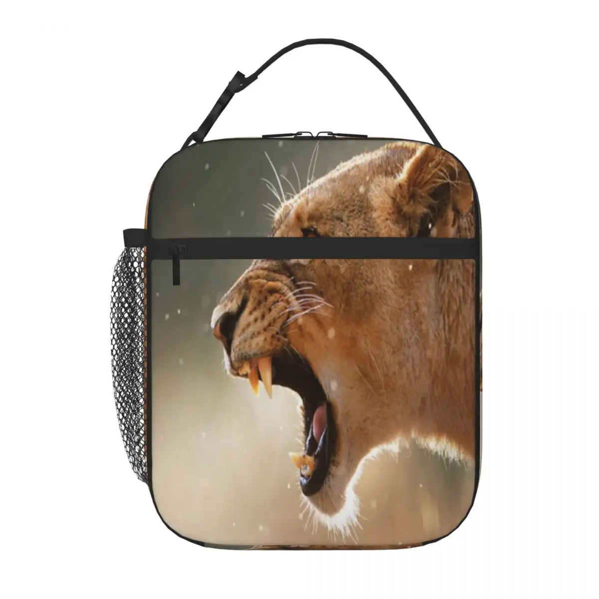

Lioness отображает опасные зубы в шторме Johan Swanepoel, ланч-пакеты, Ланч-бокс, термоланч-бокс