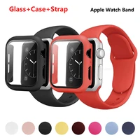 strapglasswatch cover for apple watch band 41mm 45mm 44mm 40mm 42mm 38mm silicone watchband bracelet for iwatch se 7 6 5 4 3 2