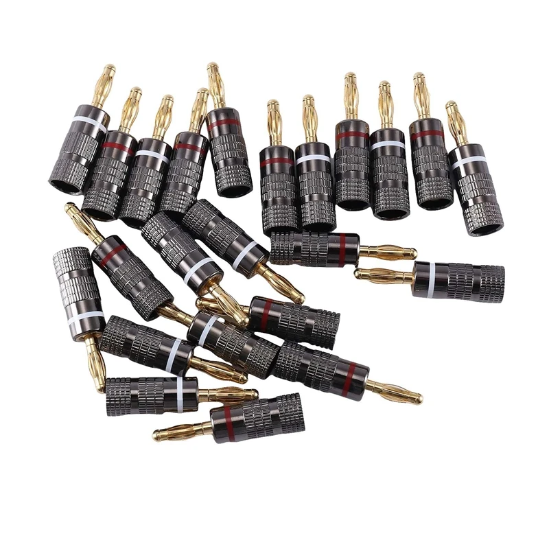 

24Pack 4.5Mm Audio Plug Banana Plugs For Speaker Wire Gold Plated Banana Adapter Cable Connector Clips