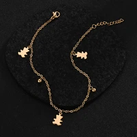 1pcs gold stainless steel anklet jewelry with cute bear charms for women chain ankle bracelet foot chain jewelry