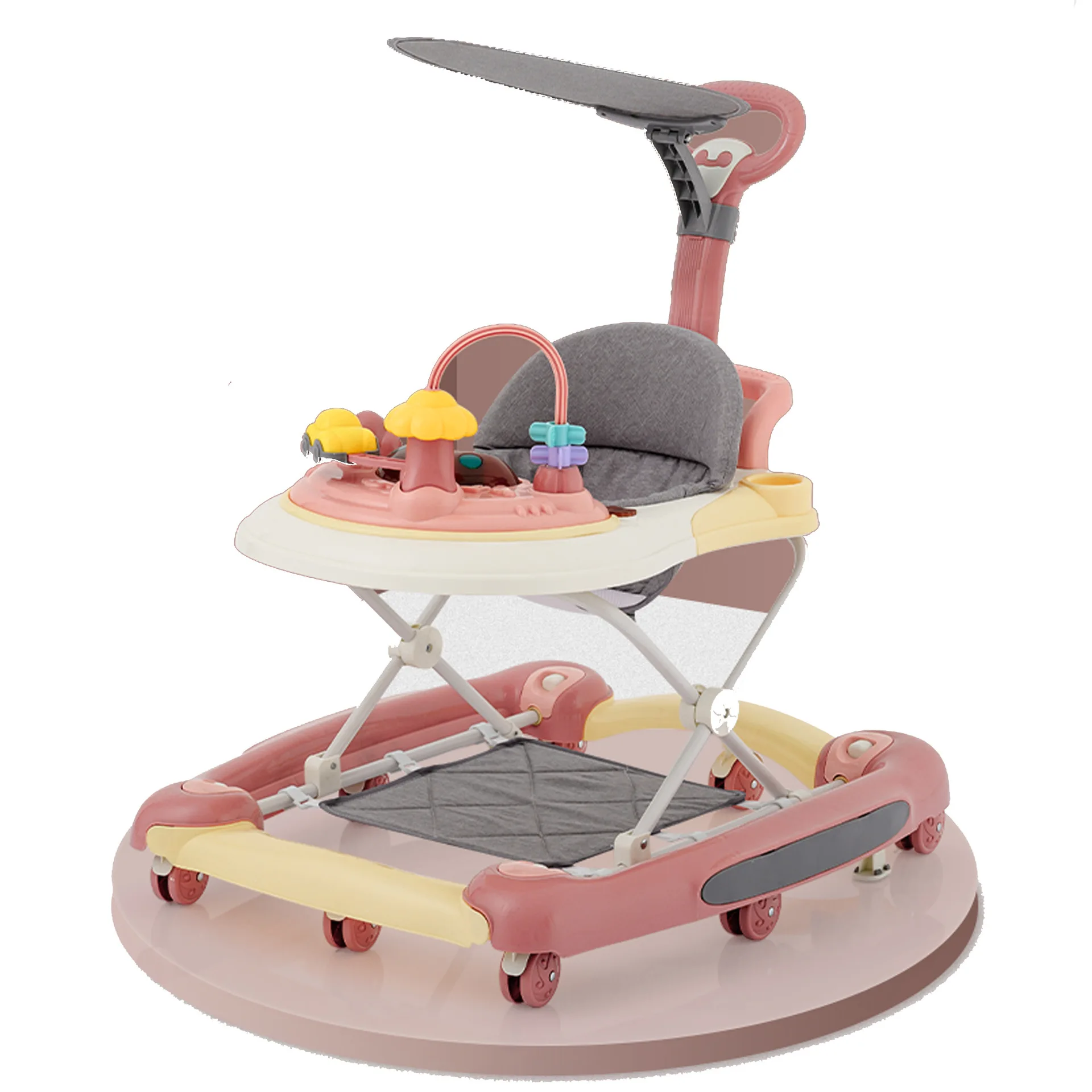 

New Pattern Baby Walker with Awning Anti-rollover Baby Walker Can Sit Adjustable and Rockable Walker Baby Walker with Wheel