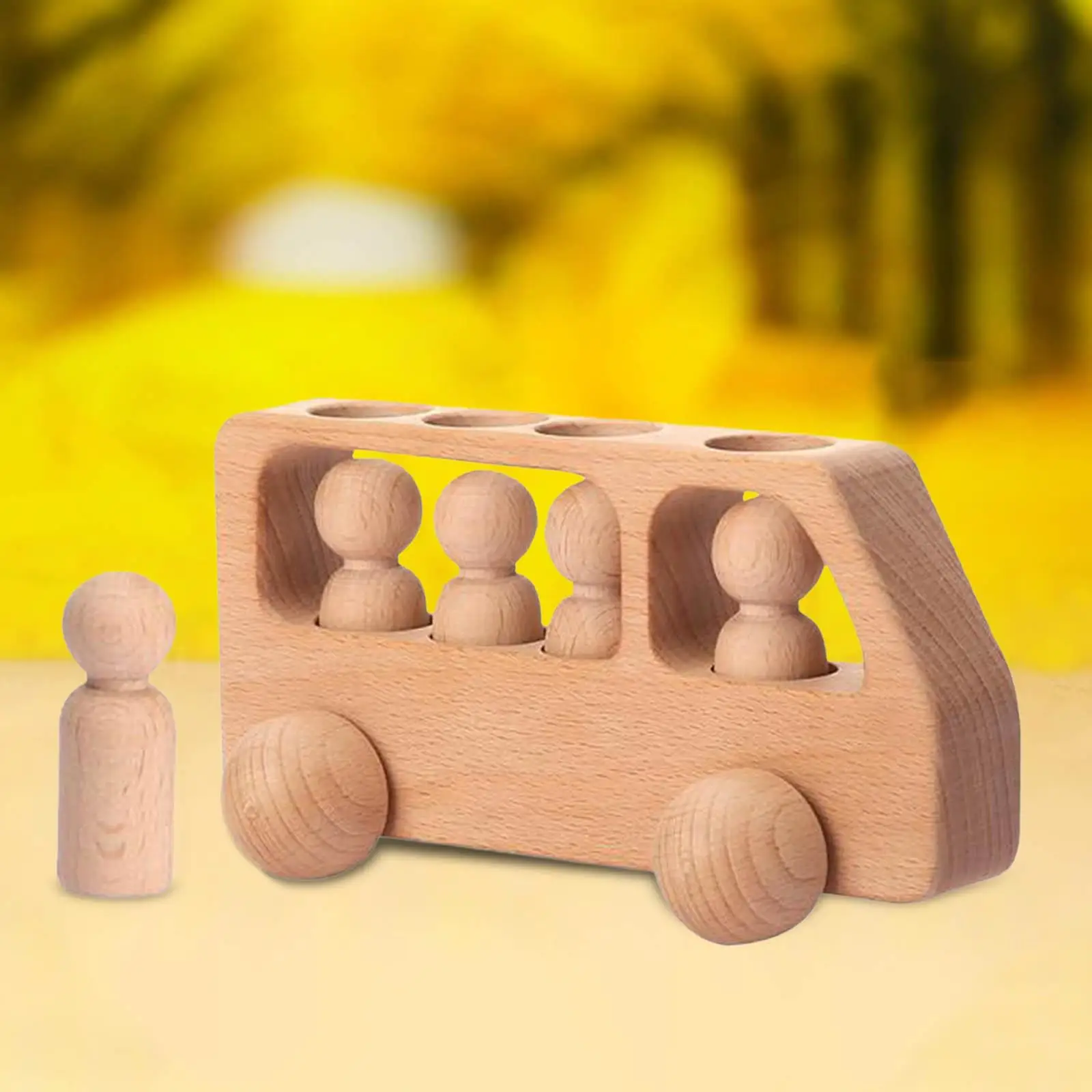 Игровой набор с деревянной машинкой обучающая игрушка 4 фигурками для детей