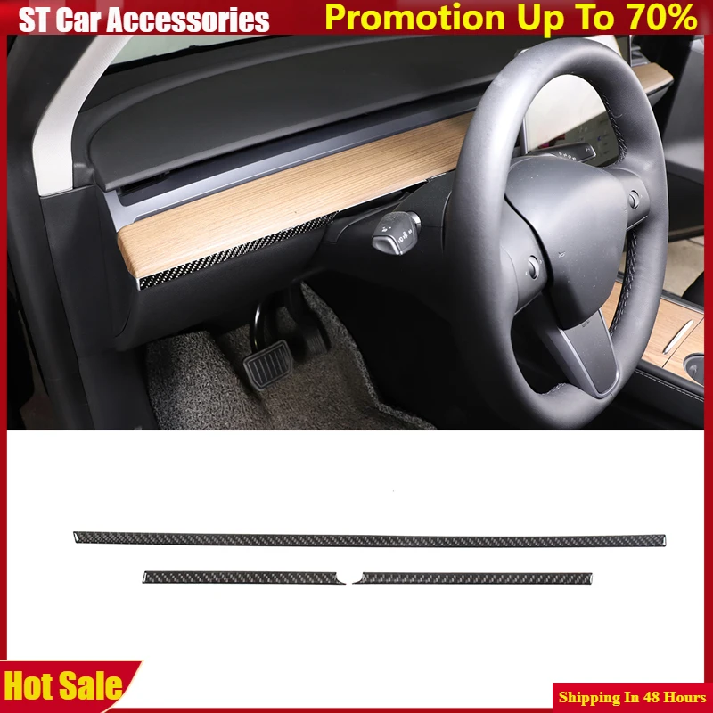 

For Tesla Model 3 Y 2016-2022 Soft Carbon Fiber Center Console Decorative Strip Interior Anti-Scratch Sticker Car Accessories