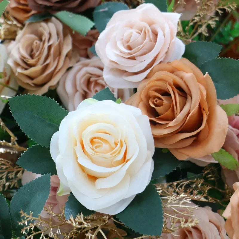 Herbst Farbe Gold Leaf Rose Luxus 5D цветочный банкет для свадьбы