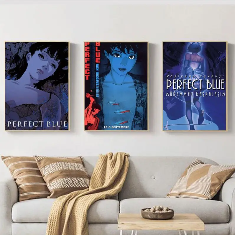 

Japan Anime Perfect Blue Vintage Posters Sticky Whitepaper Sticker DIY Room Bar Cafe Stickers Wall Painting